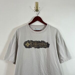 Y2K Columbia Sportswear Camouflage Logo T-Shirt Mens Lg Tall Cotton Gorpcore